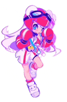 a cartoon girl wearing boxing gloves and goggles