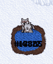 a pixel art drawing of two dogs in a pond with the hashtag # 88205