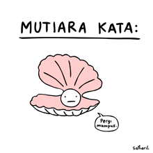 a cartoon of an oyster shell with a speech bubble that says " mutiara kata "