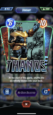 a screenshot of a game that says thanos at the start of the game