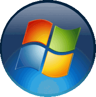 a blue circle with a windows logo in the center