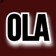 the word ola is on a red background with a white border