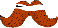 a cartoon drawing of a mustache with a nike logo