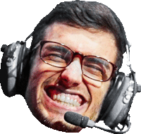 a man wearing headphones and glasses is smiling .