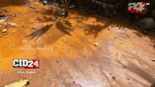 a tv screen shows a muddy area with cid24 on the bottom