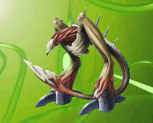 a computer generated image of a monster with a long tail and sharp claws .