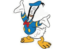 a drawing of donald duck with a skull on his head