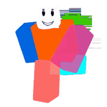 a cartoon character with a smile on his face and a bunch of different colors on his arms