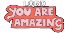 a red and white sign that says `` lord you are amazing '' on a white background .