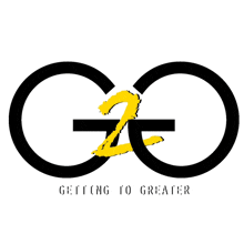 a black and yellow logo that says getting to greater on it