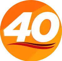 an orange circle with the number 40 in white