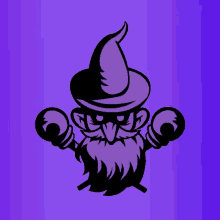 a wizard with a beard wearing boxing gloves and a witch hat