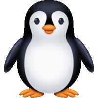 a black and white penguin with an orange beak