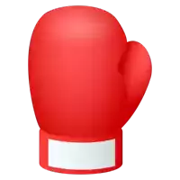 a red boxing glove with a white stripe on the cuff