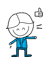 a cartoon of a man with a thumbs up sign