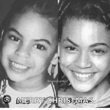 a black and white photo of a child and a woman with the words merry christmas written on the bottom