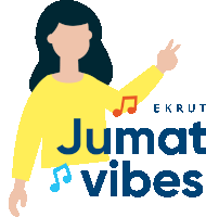 a logo for jumat vibes with a woman in a yellow shirt