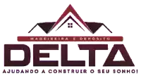 a logo for delta madeira e deposito with a house on the roof