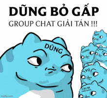 a cartoon of a cat with the word dung on it