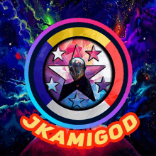 a colorful logo that says jkamigod in red