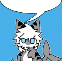 a cartoon cat with glasses and a speech bubble above it