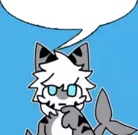 a cartoon cat with glasses and a speech bubble above it