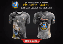 the front and back of a philippine eagles sublimated product