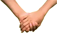 a person 's hands are folded over each other