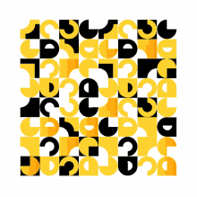 a pattern of yellow and black squares with the letters j and d