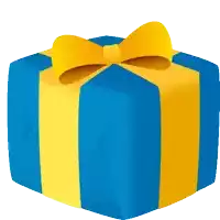 a blue and yellow gift box with a yellow bow on top