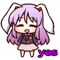 a cartoon drawing of a girl with bunny ears and the word yes above her