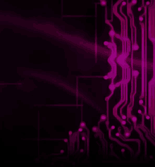 a purple and black background with a glowing circuit board