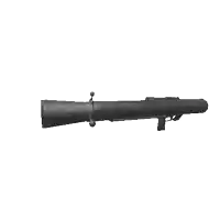 a black rifle is sitting on a white background .