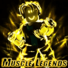 a muscle legends logo with a glowing cartoon character