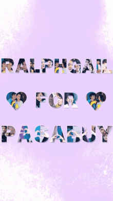 a purple background with the words ralphgal for pasabay