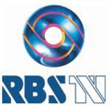 the logo for rbs tv is a blue circle with a white center and the words rbs tv below it .