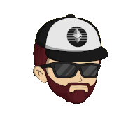 a cartoon of a man with a beard wearing sunglasses and a hat with an ethereum logo on it