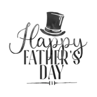 a black and white sign that says happy father 's day with a top hat on it