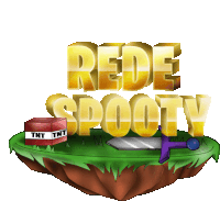 a logo for rede spootv with a box of tnt and sword