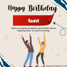 a happy birthday card for aunt with a man and woman