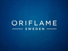 a blue background with oriflame sweden written on it