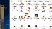 a screenshot of a minecraft folder with a few icons on it