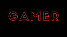 a black background with the word gamer in red letters