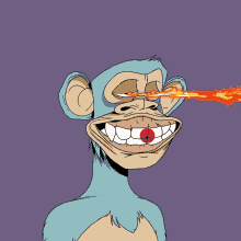 a cartoon of a monkey with a red circle on its nose