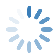 a blue and white loading circle with a white background