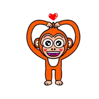 a cartoon monkey is making a heart shape with its hands