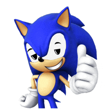 sonic the hedgehog is smiling and giving a thumbs up sign