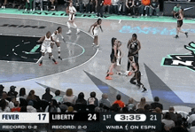 a basketball game between liberty and fever with the score 17-24