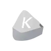 a triangle with the letter k written on it