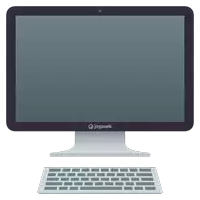 a computer monitor with joypixels written on the top of it